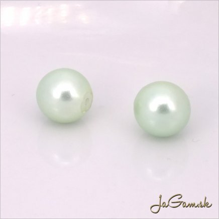 Poldierové voskované perly - ESTRELA - zelená 12325, 8 mm, 4 ks