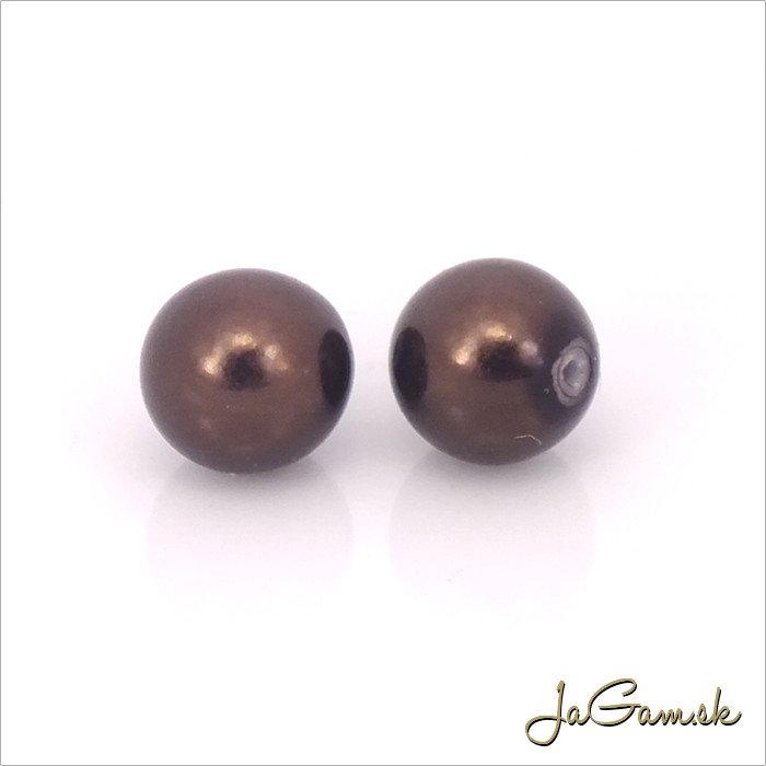 Poldierové voskované perly - ESTRELA - hnedá 12197, 8 mm, 4 ks