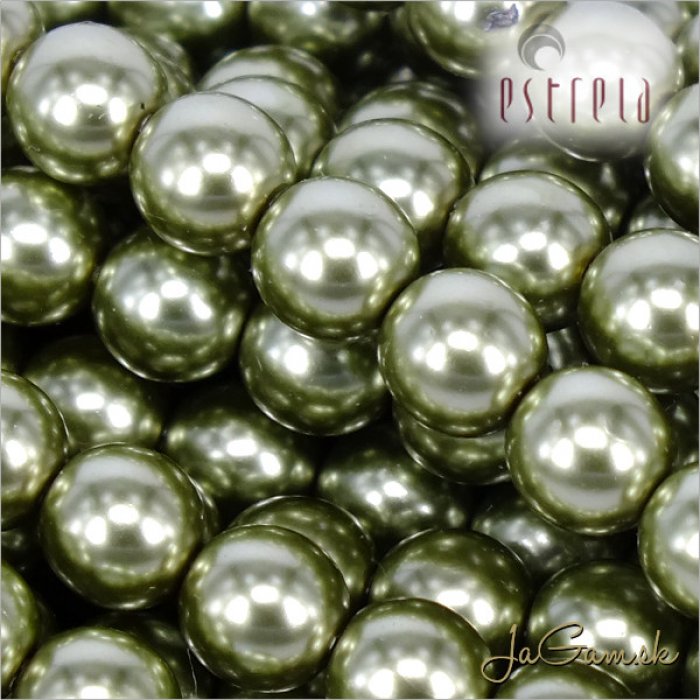 Voskované perly - ESTRELA - zelená 12565, veľkosť 6 mm, 80 ks (č.17)