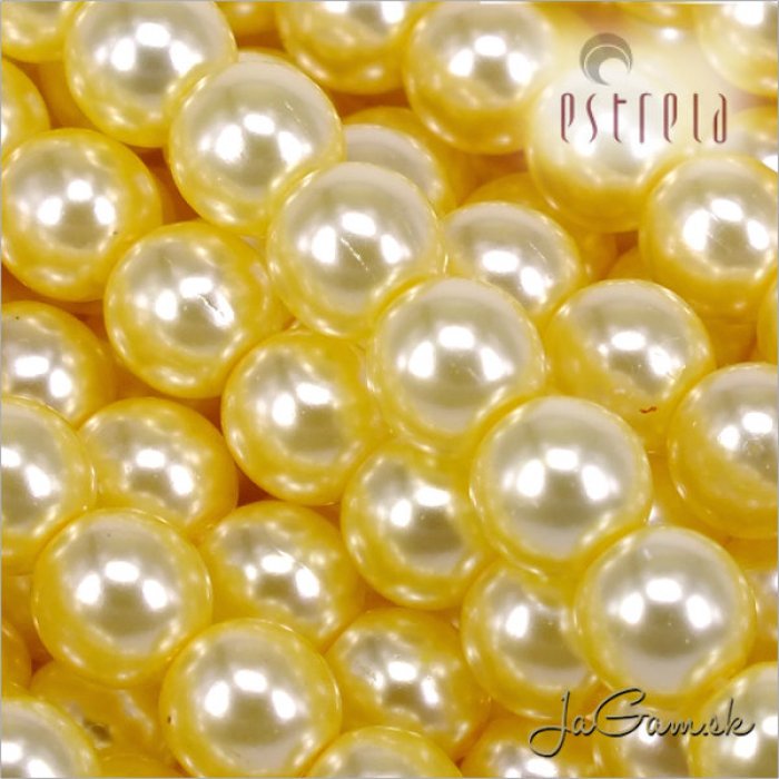 Poldierové voskované perly - ESTRELA - žltá svetlá  12835, 8 mm, 4 ks