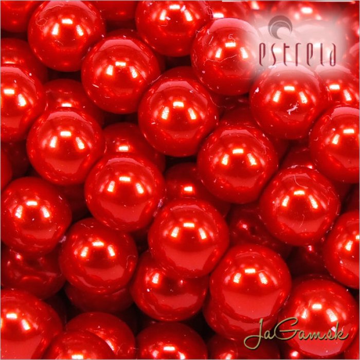 Voskované perly - ESTRELA - červená 12985, veľkosť 4 mm, 30 ks (č.26)