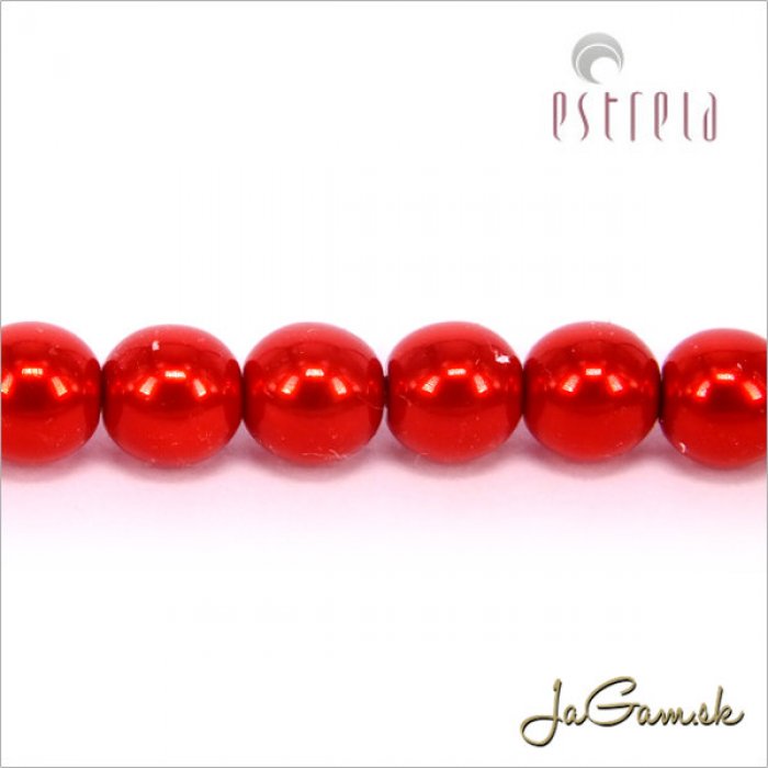Voskované perly - ESTRELA - červená 12985, veľkosť 12 mm, 8 ks (č.26)