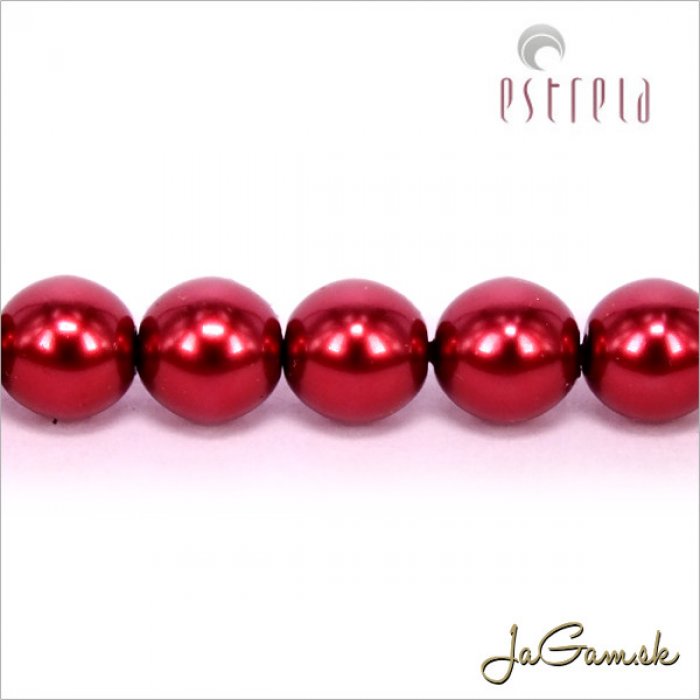 Voskované perly - ESTRELA - červená malinová 12995, veľkosť 6 mm, 80 ks (č.8)