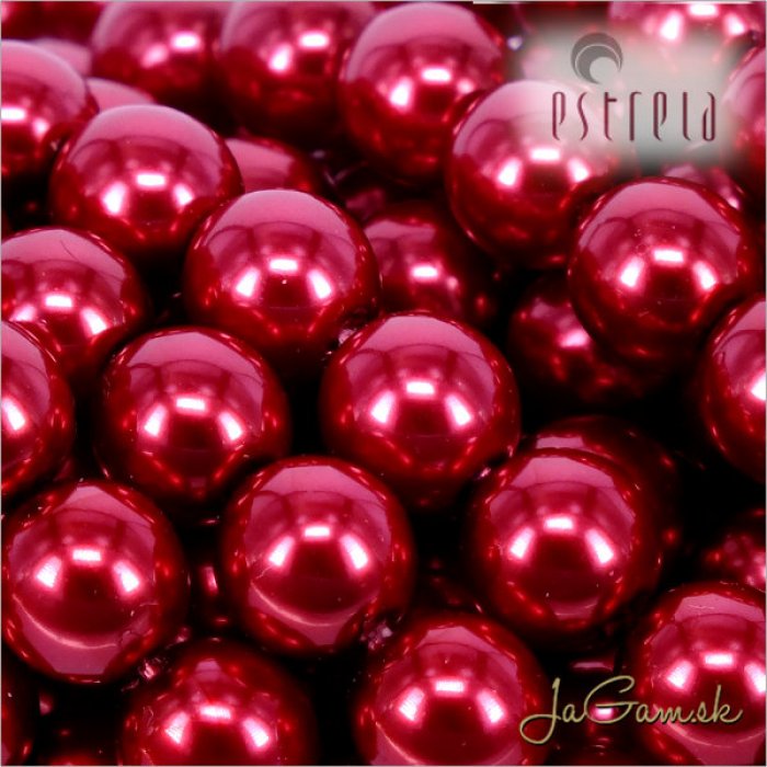Voskované perly - ESTRELA - červená malinová 12995, veľkosť 6 mm, 80 ks (č.8)