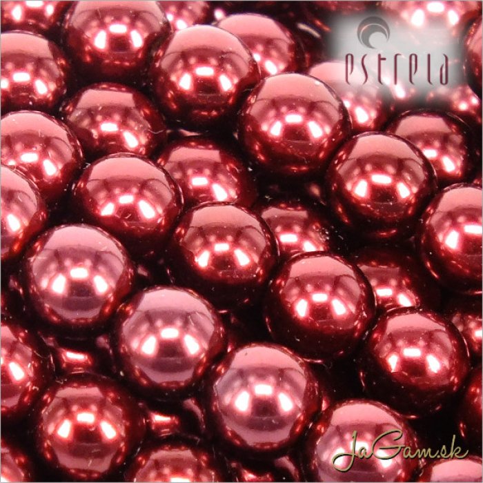 Voskované perly - ESTRELA - červená vínová 12997, veľkosť 8 mm, 75 ks (č.10)