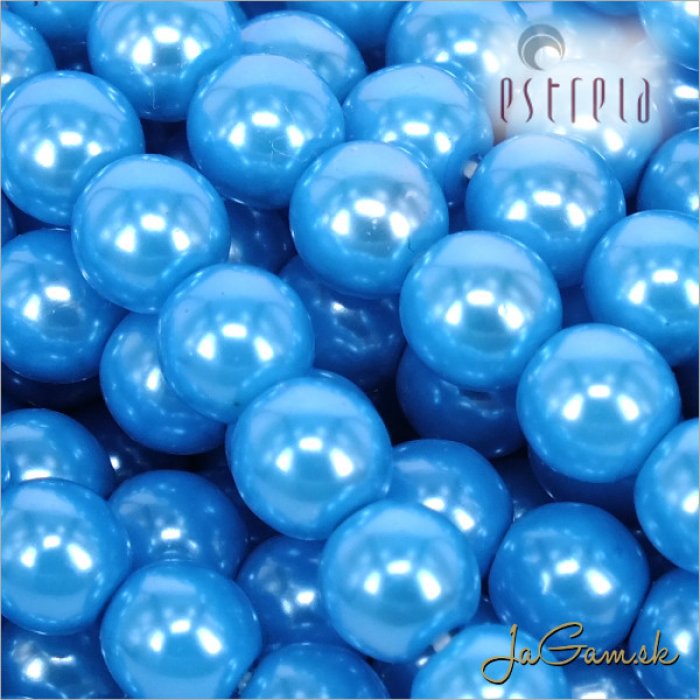 Voskované perly - ESTRELA - modrá azurová  13378, veľkosť 6 mm, 20 ks (č.15)