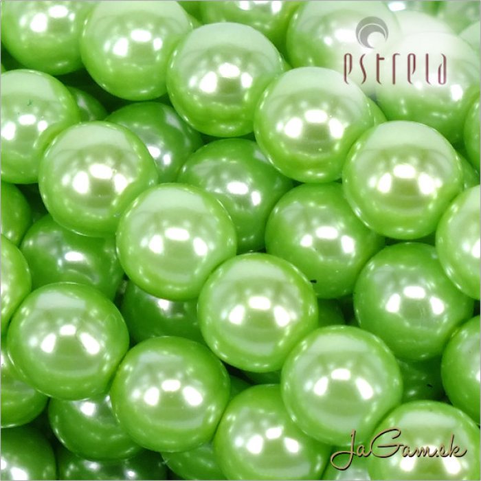 Voskované perly - ESTRELA - zelená 13548, veľkosť 6 mm, 80 ks (č.16)