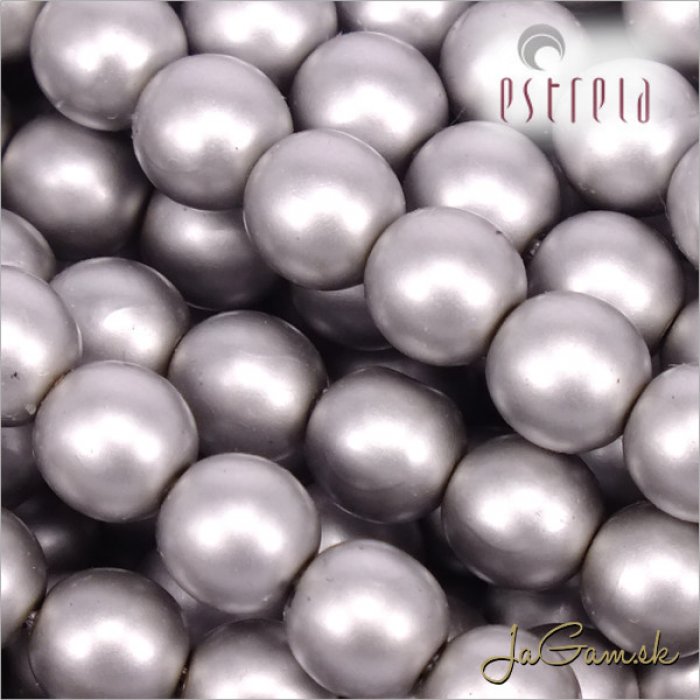 Voskované perly - ESTRELA - šedá matná 47715, veľkosť 12 mm, 8 ks (č.22)