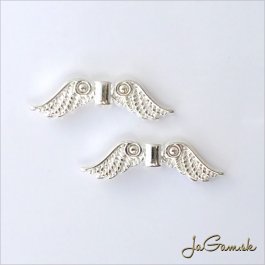 Kovové korálky - krídla 19x8x3mm strieborné 4ks (kk77_4)