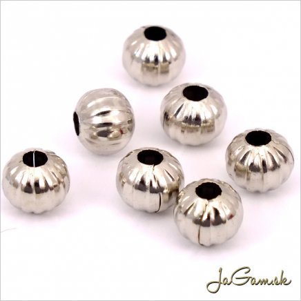 Kovové korálky pruhované 6mm platina, 20ks (KK112_20)