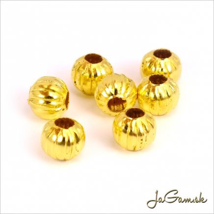 Kovové korálky pruhované 8mm zlaté 20ks (KK118_20)