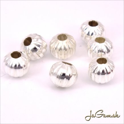 Kovové korálky pruhované 8mm strieborné 20ks (KK116_20)