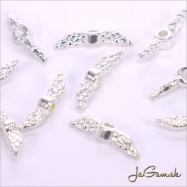 Kovové korálky - krídla 12x3mm striebro, 10ks (kk149)