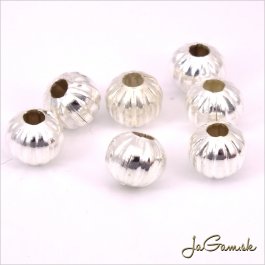 Kovové korálky pruhované 8mm strieborné 20ks (KK116_20)