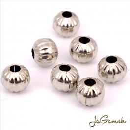 Kovové koráky pruhované 8mm platina, 20ks (KK117_20)