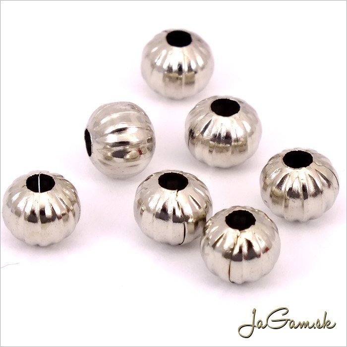 Kovové korálky pruhované 6mm platina, 20ks (KK112_20)