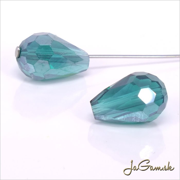 Brúsená kvapka 11x8 mm zelená, 8ks (6931)