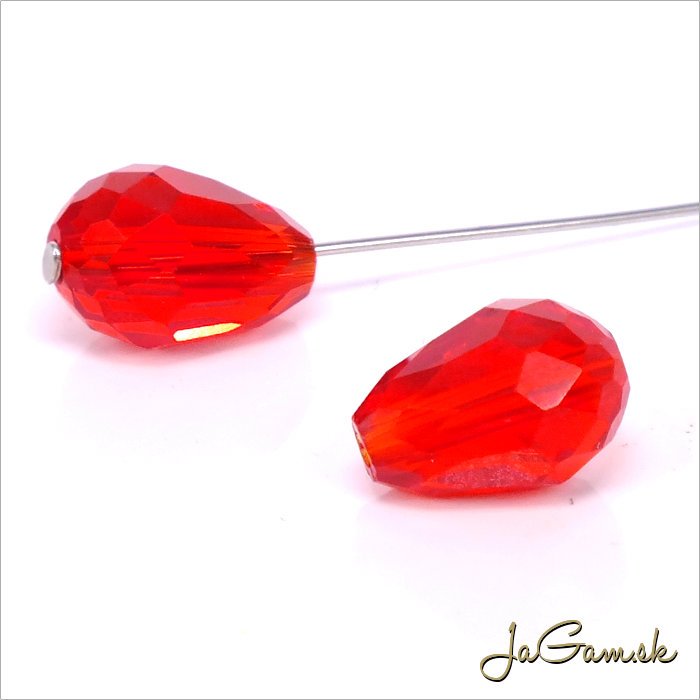 Brúsená kvapka 11x8mm červená, 8ks (6933)