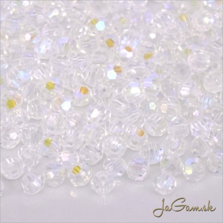 Sklenené brúsené korálky - ohňovky 3mm, priehľadná AB, 60ks (5091)