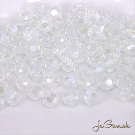 Sklenené brúsené korálky - ohňovky 3mm priehľadná s listrom, 60ks (5092)