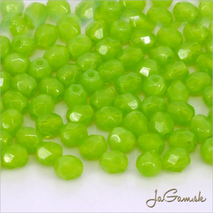 Ohňovky 3mm zelená/ milky peridot 51010, 60ks (5090)