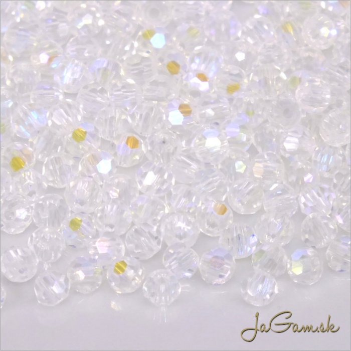 Sklenené brúsené korálky - ohňovky 3mm, priehľadná AB, 60ks (5091)