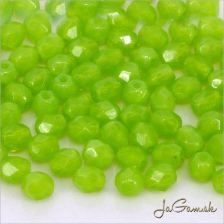 Ohňovky 4 mm zelená/ milky peridot 51010, 50ks (5408)