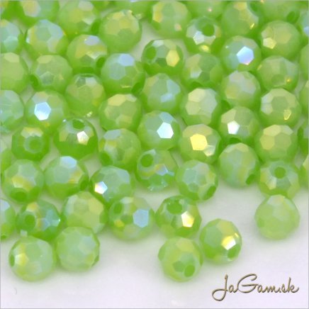 Sklenené brúsené korálky 4mm zelená AB, 50ks (5416)