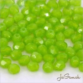 Ohňovky 4 mm zelená/ milky peridot 51010, 50ks (5408)