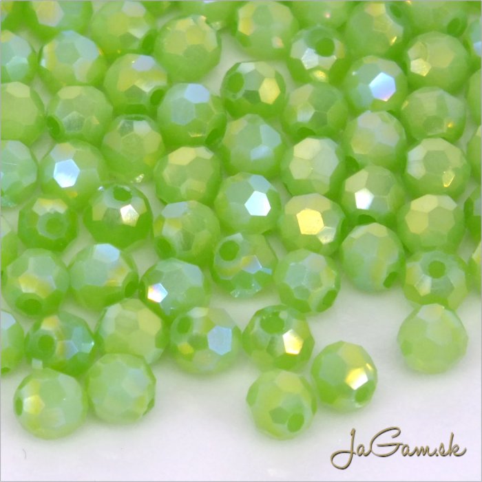 Sklenené brúsené korálky 4mm zelená AB, 50ks (5416)