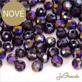 Brúsené korálky - rondelky 4x3mm fialová AB, 50ks (bron402)