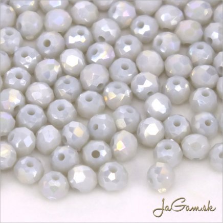Brúsené korálky - rondelky 4x3mm sivá AB, 50ks (bron407)