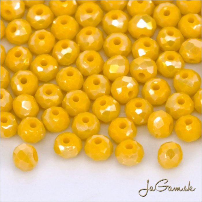 Brúsené korálky - rondelky 4x3mm žltá AB, 50ks (bron405)