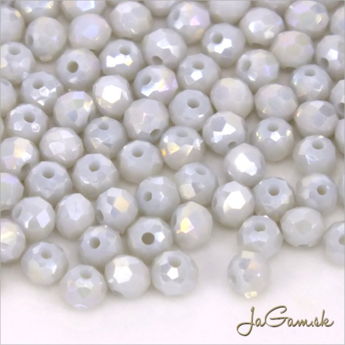 Brúsené korálky - rondelky 4x3mm sivá AB, 50ks (bron407)