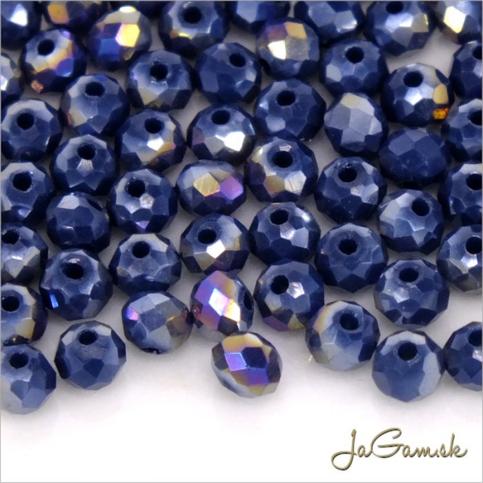 Brúsené korálky - rondelky 4x3mm modrá AB, 50ks (bron408)