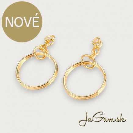 Krúžok na kľúče s retiazkou 25mm zlato, 5ks (kl013)