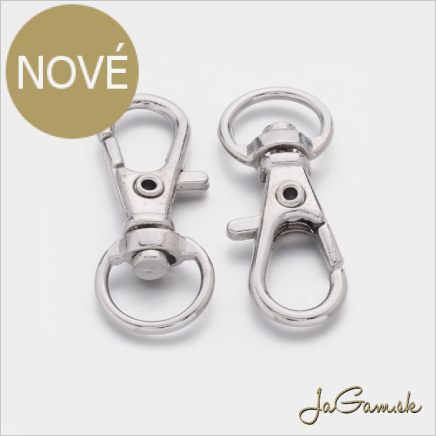Karabínka na kľúče 30x11mm, platina, 2ks (kl016)