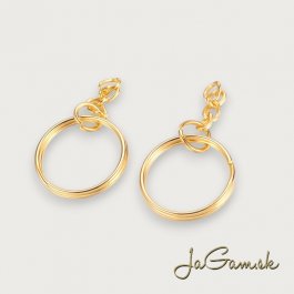 Krúžok na kľúče s retiazkou 25mm zlato, 5ks (kl013)