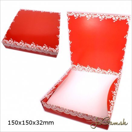 Darčeková krabička 15x15x3,2cm červená (k1008)