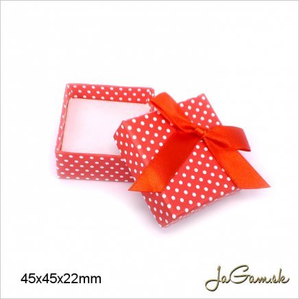 Darčeková krabička 4 x 4 x 3,2 cm biela/ červená (k1012)