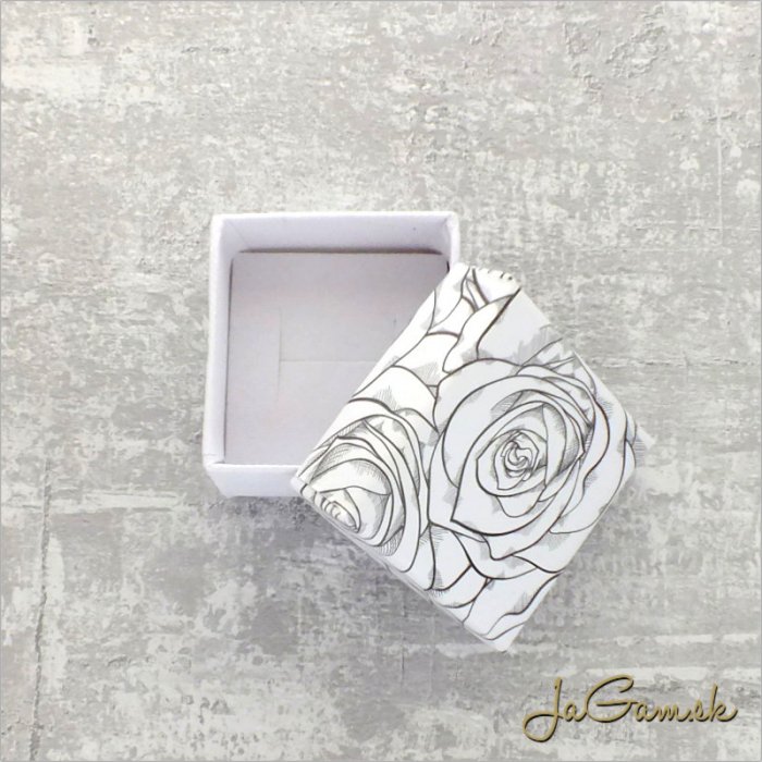 Darčeková krabička 4,5x4,5cm biela s ružami (k1039)