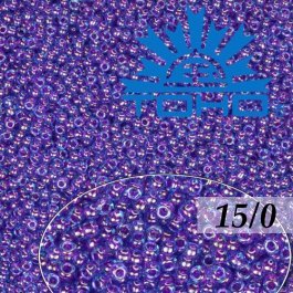 Toho Rokajl 15/0 Inside-Color Aqua/Purple Lined 5g (č.252)