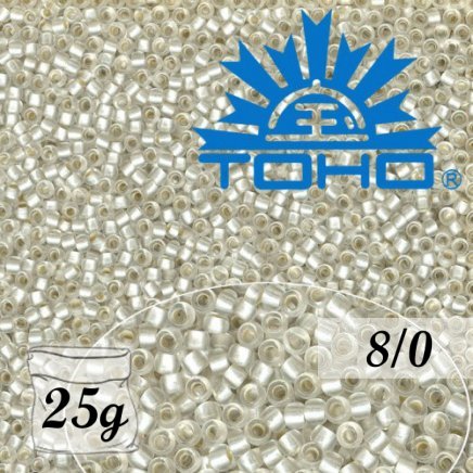 Toho Rokajl 8/0 Silver-Lined Frosted Crystal č.21F 25g