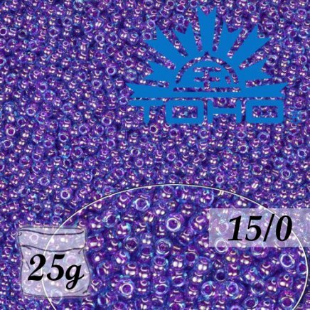 Toho Rokajl 15/0 Inside-Color Aqua/Purple Lined 25g (č.252)