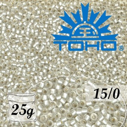 Toho Rokajl 15/0 Silver-Lined Frosted Crystal, 25g (č.21F)
