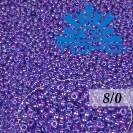 Toho Rokajl 8/0 Inside-Color Aqua/Purple Lined 10g (č.252)