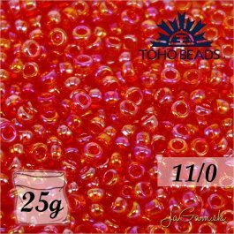 Toho Rokajl 11/0 - Transparent-Rainbow Siam Ruby č.165B 25g