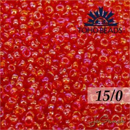 Toho Rokajl 15/0 - Transparent-Rainbow Siam Ruby č.165B 25g