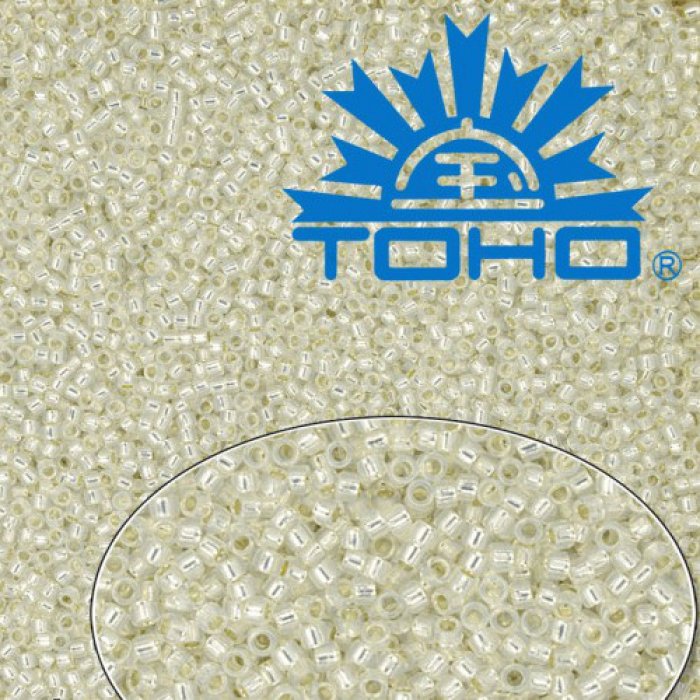 Toho Rokajl 15/0 Gold-Lined Milky White 25g (č.2100)