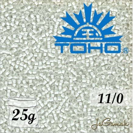 Toho Rokajl 11/0 Inside-Color Crystal/Snow Lined č.981 25g